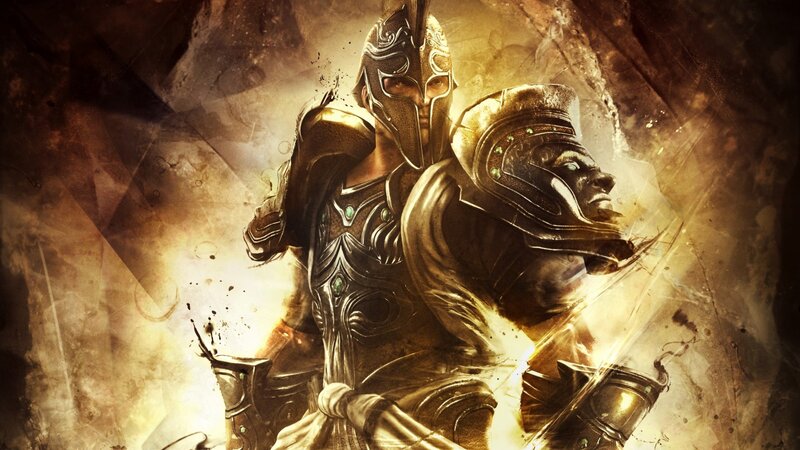 Armored Warrior with Helmet — Gold, Dramatic