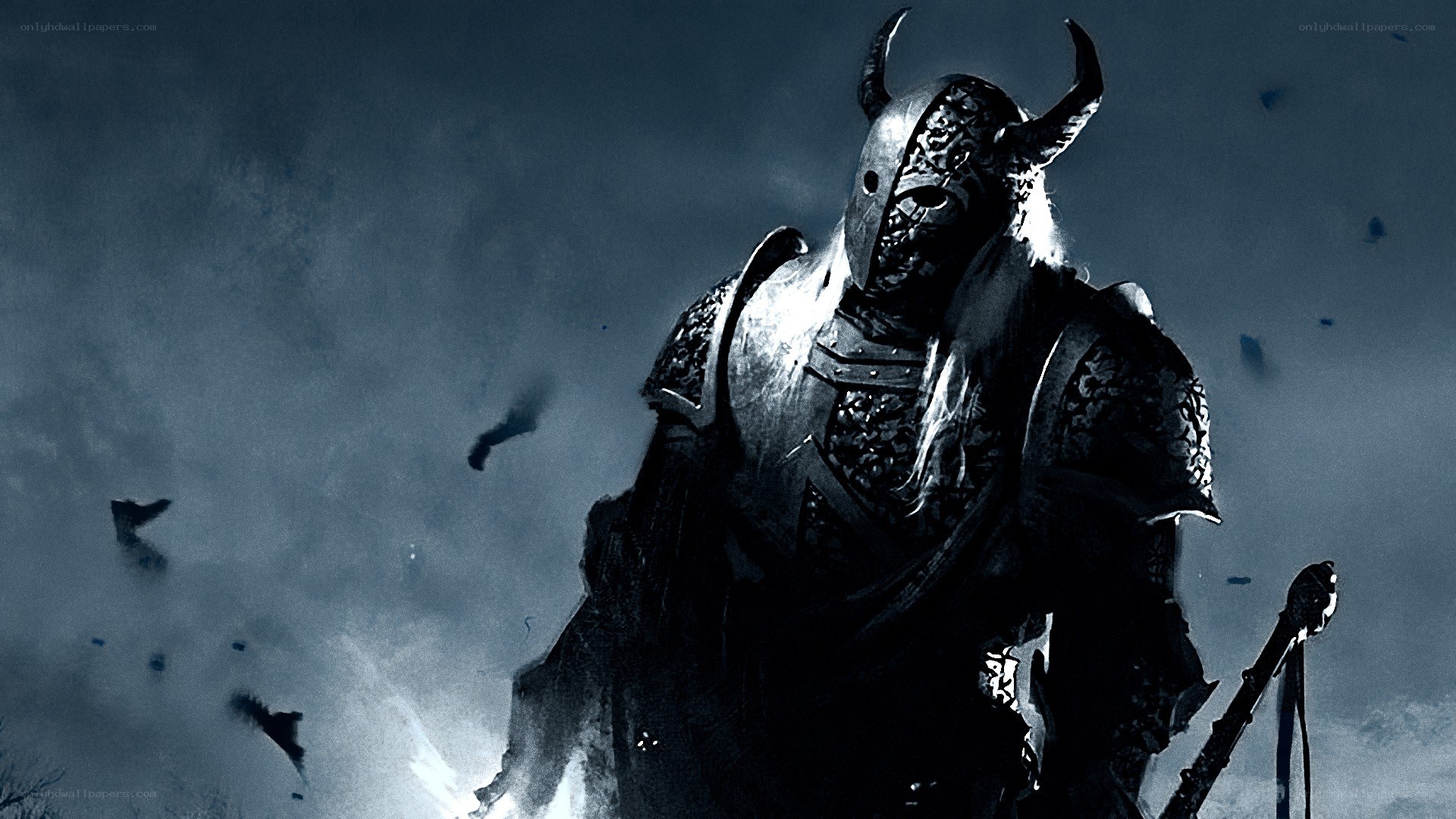 armored warrior with horned helmet