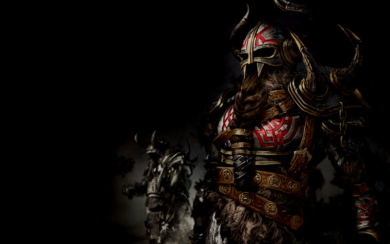Armored Warrior with Horns — Black, Dramatic