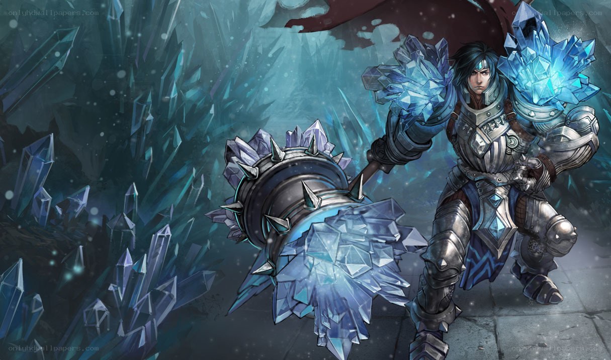 armored warrior with ice hammer
