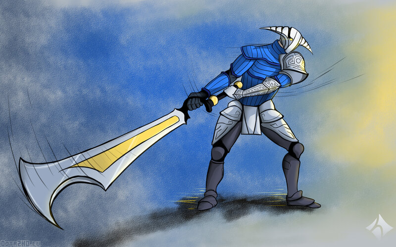 armored warrior with large sword