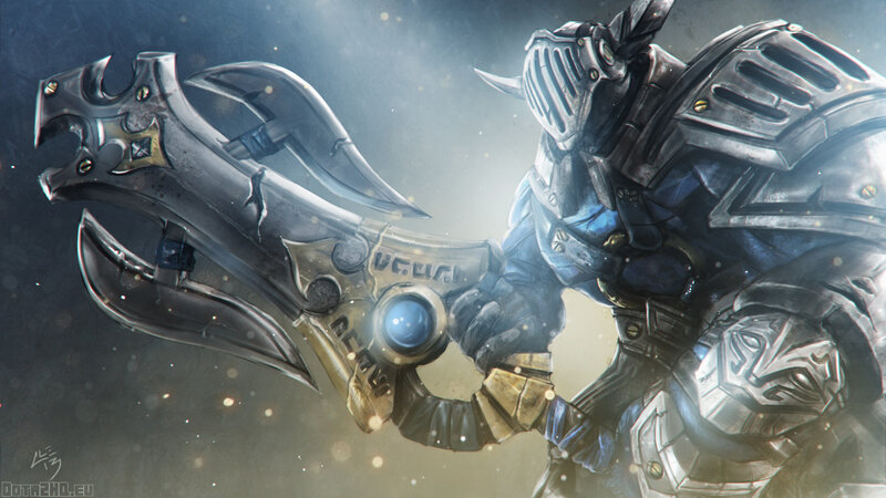 armored warrior with large weapon