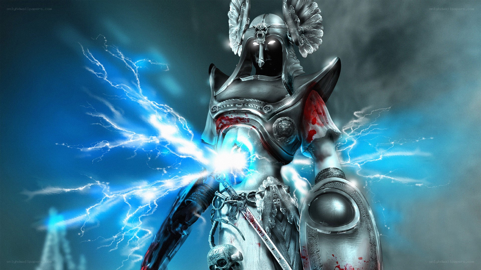 Armored warrior with lightning