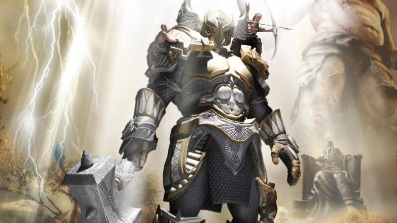 Armored Warrior with Lightning — Gold, Dramatic