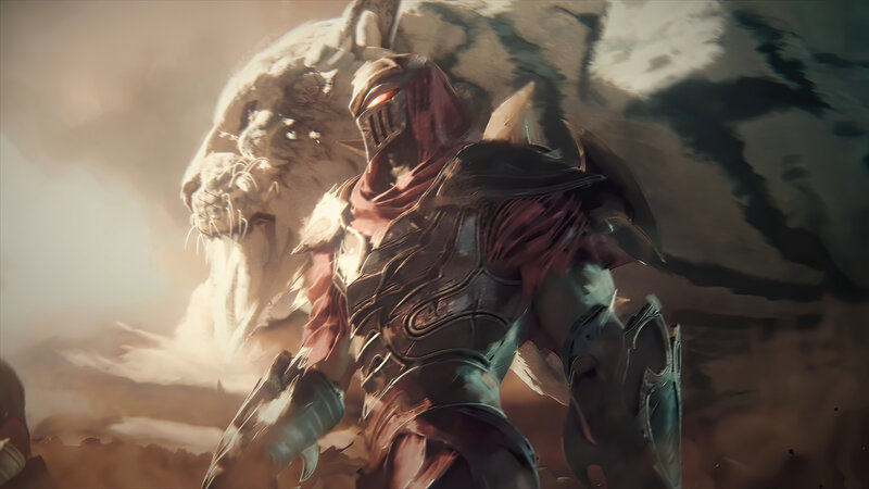 Armored Warrior with Lion