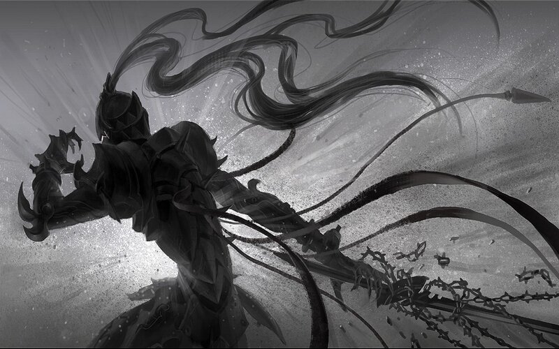 Armored Warrior with Long Hair — Black