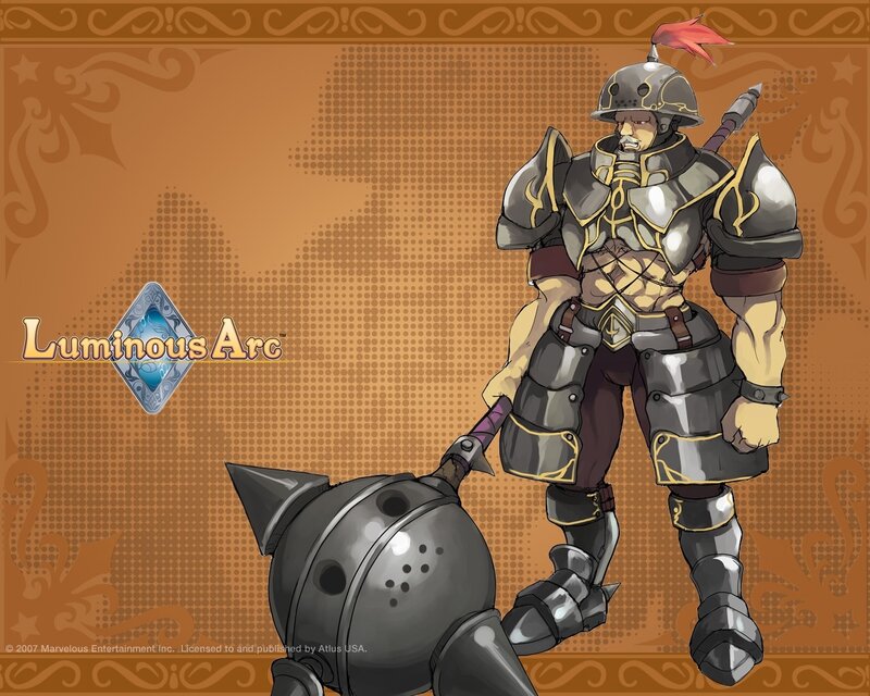 Armored Warrior with Mace — Brown, Dramatic