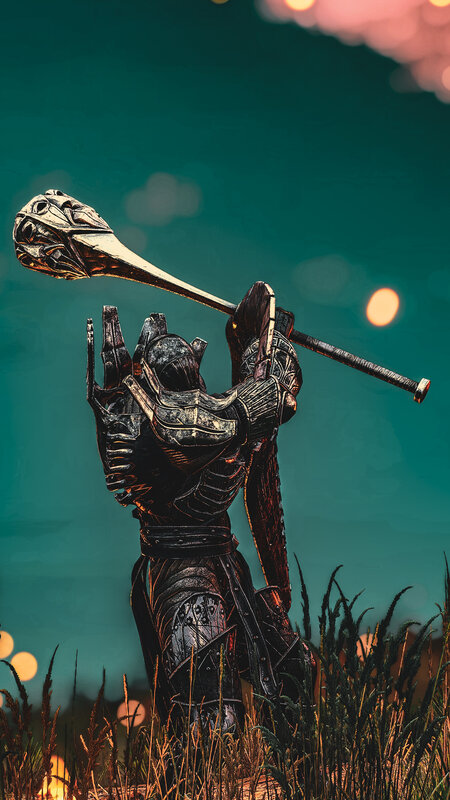 Armored Warrior with Mace — Teal