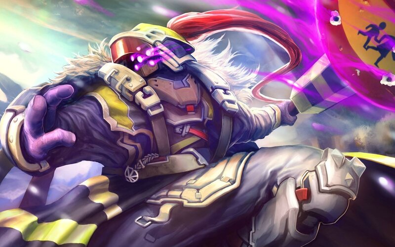 Armored Warrior with Purple Energy — Dramatic