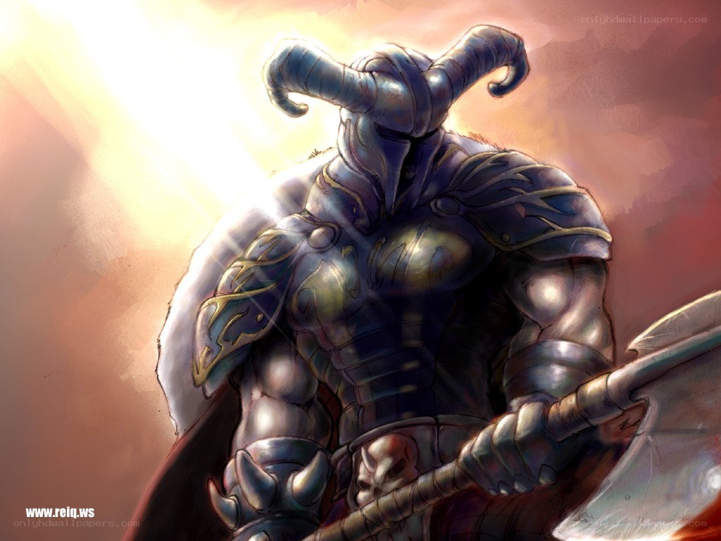 armored warrior with ram horns