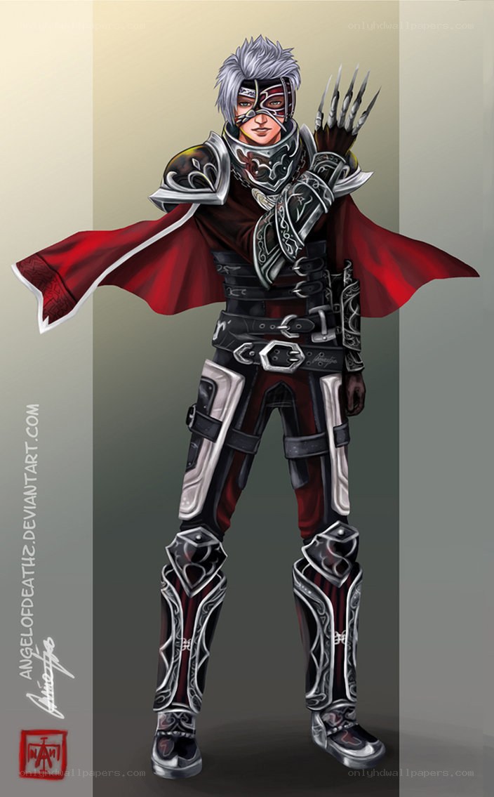 armored warrior with red cape