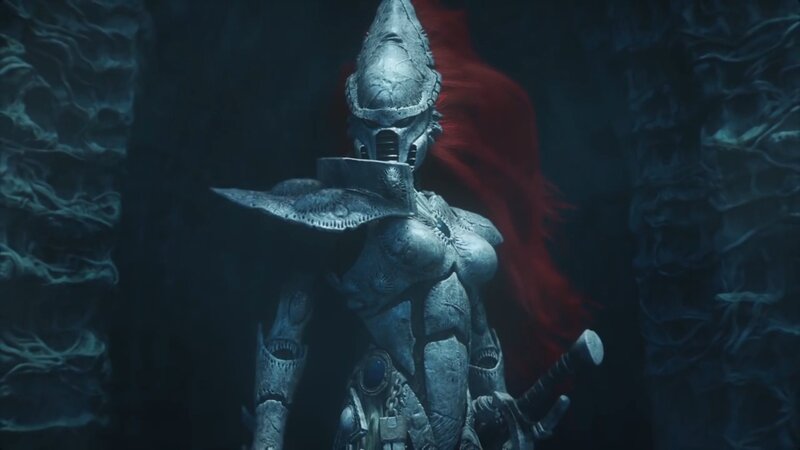 Armored Warrior with Red Cape — Gray