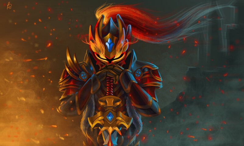 Armored Warrior with Red Hair — Dramatic