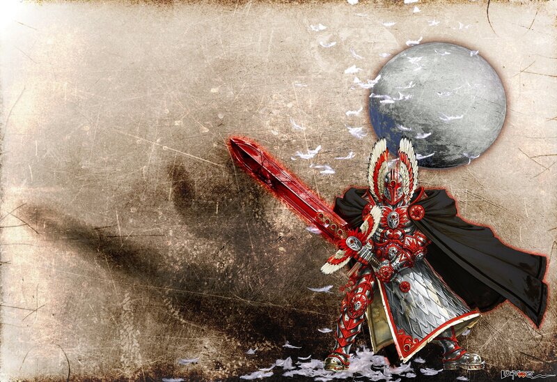 armored warrior with red sword