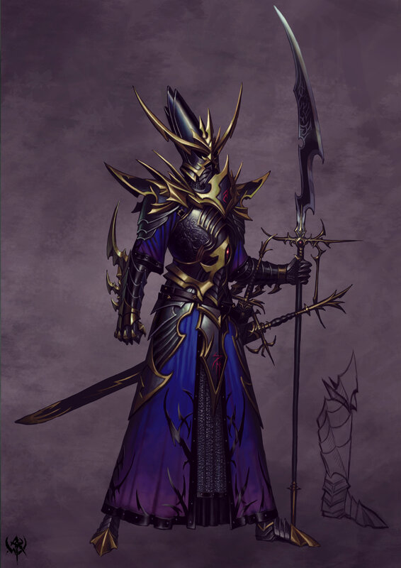 armored warrior with scythe
