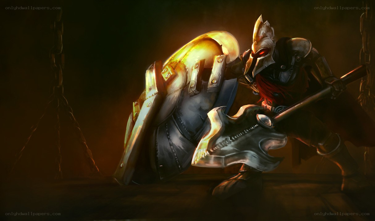 armored warrior with shield and axe