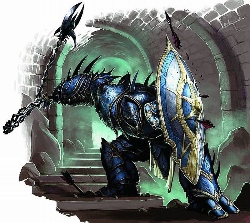 Armored Warrior with Shield — Blue