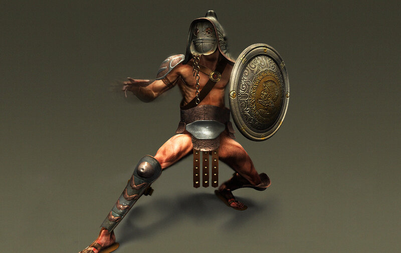Armored Warrior with Shield — Gray, Dramatic, 3d Render