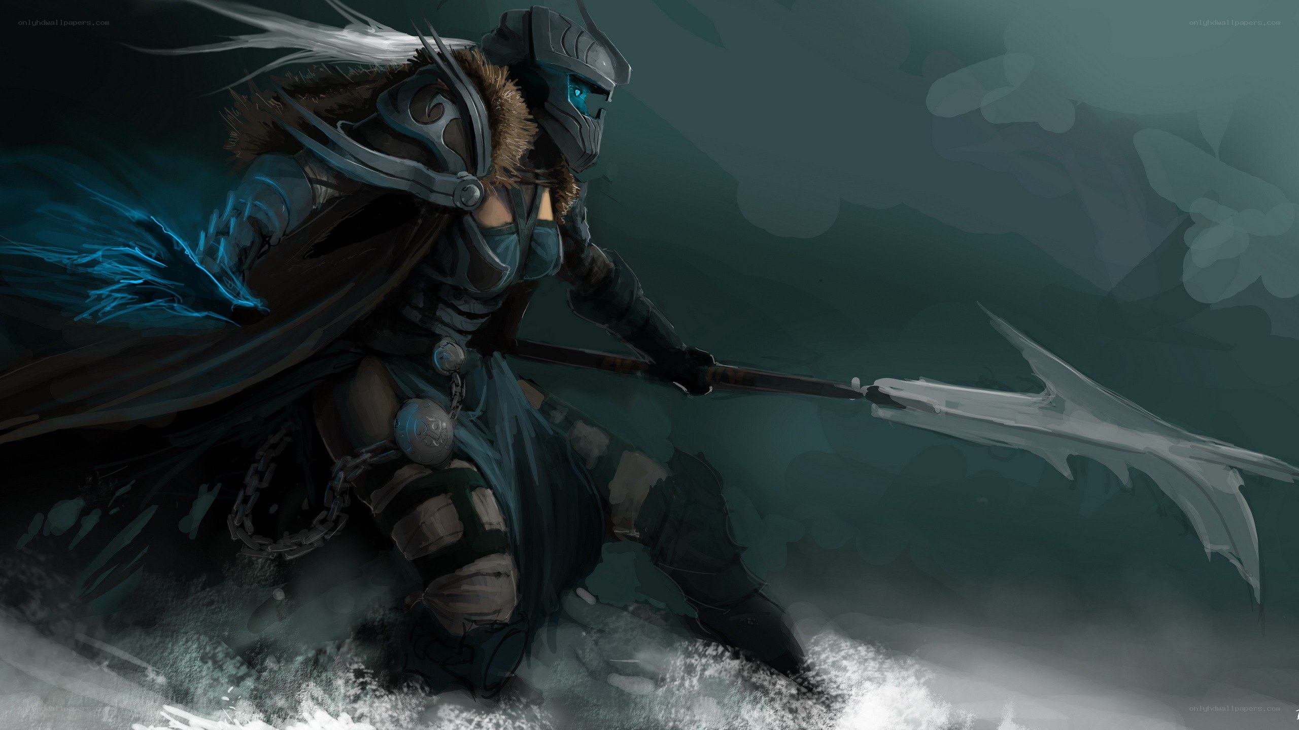 armored warrior with spear