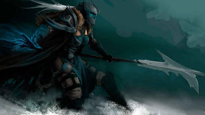 armored warrior with spear