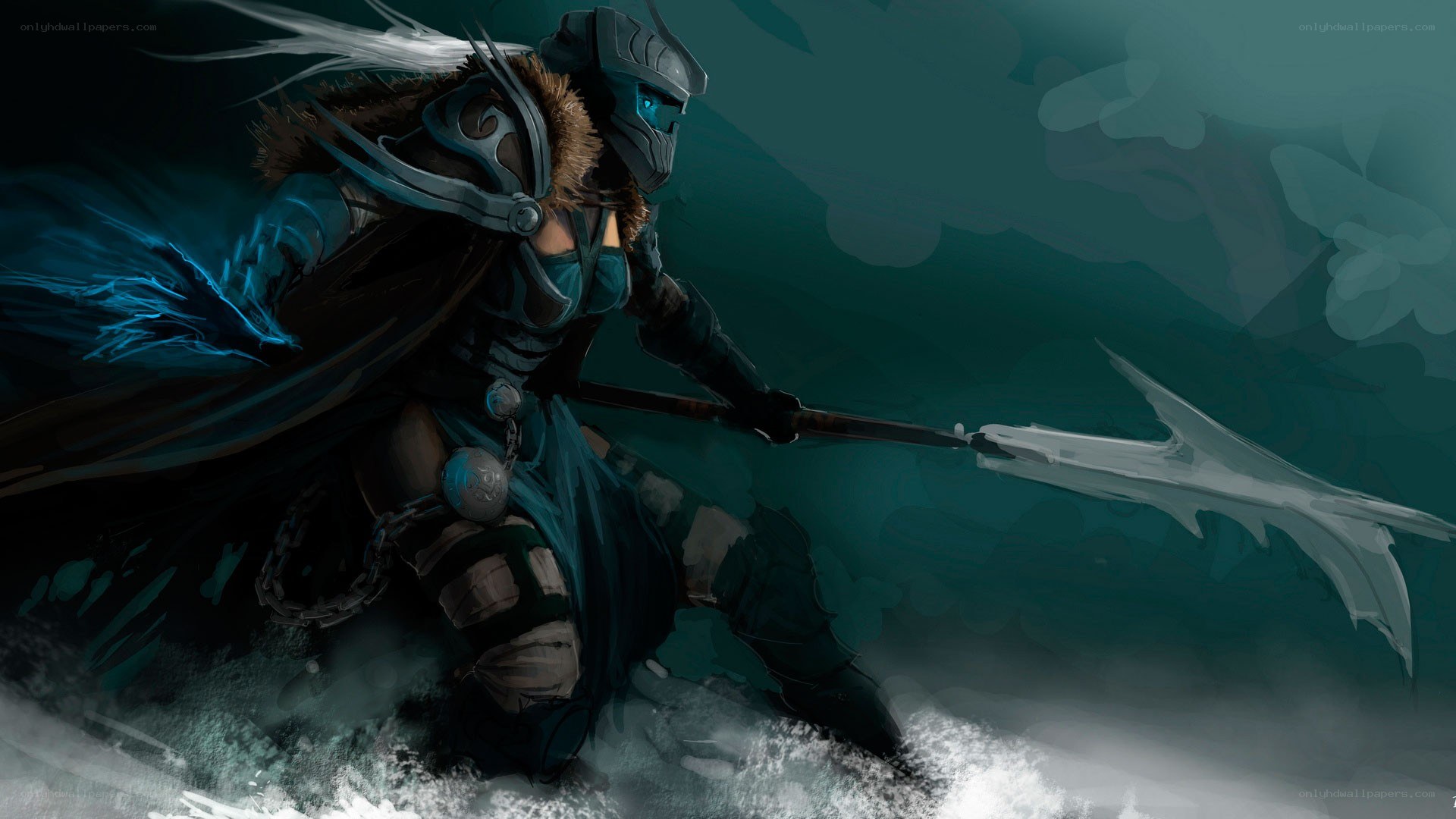 armored warrior with spear