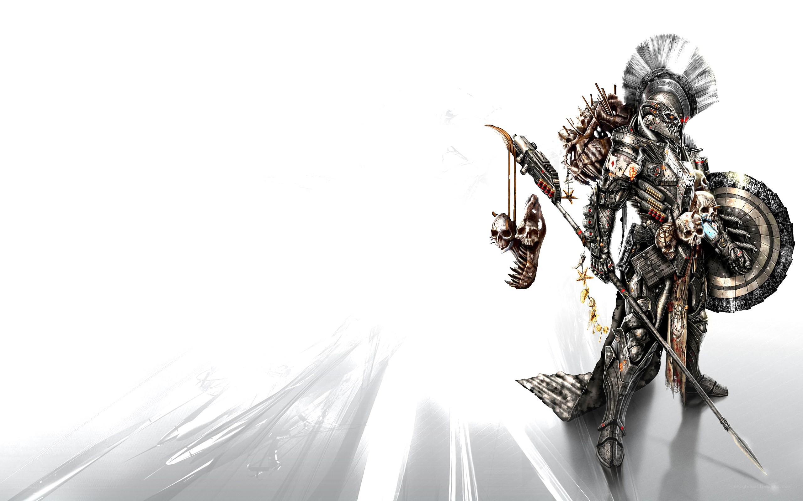 armored warrior with spear and shield