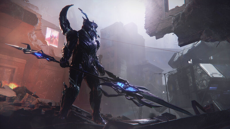 Armored Warrior with Spear — Black, Dramatic, 3d Render