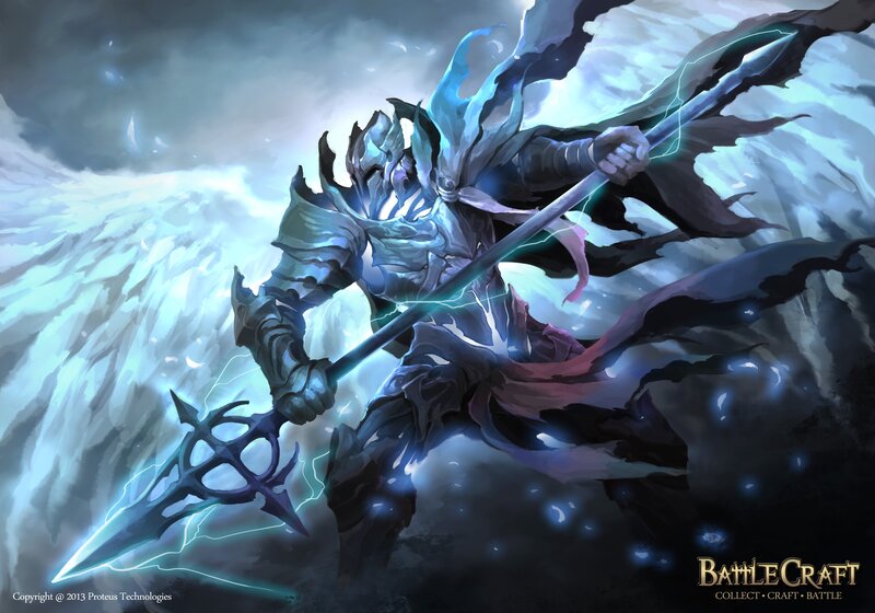 Armored Warrior with Spear — Blue, Dramatic