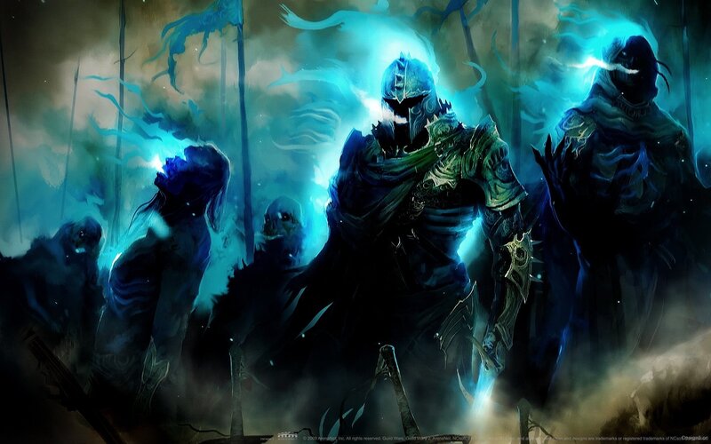 Armored Warrior with Spirits — Blue