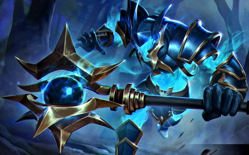Armored Warrior with Staff — Blue
