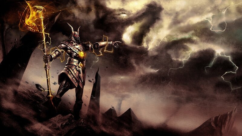 Armored Warrior with Staff — Brown, Dramatic, Ominous