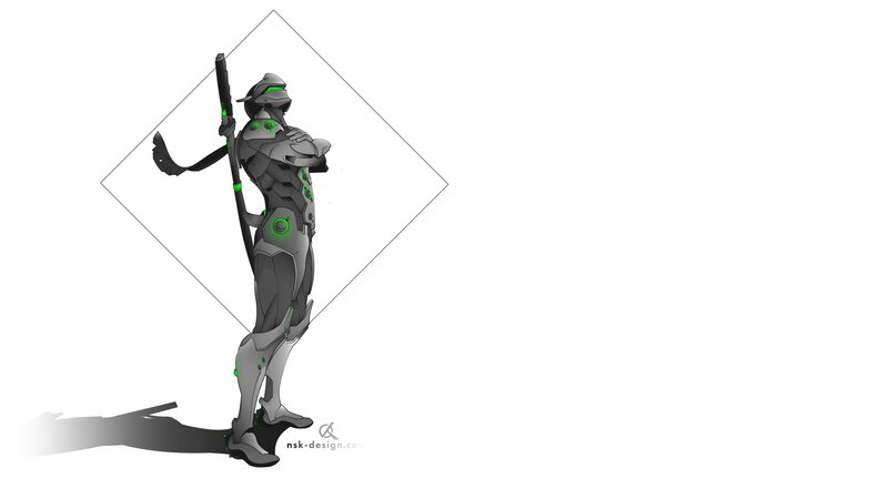 Armored Warrior with Staff — Gray, Neutral