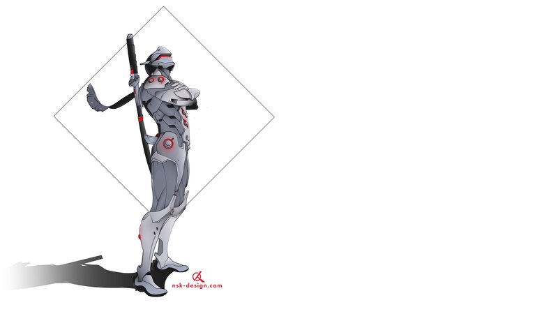 Armored Warrior with Staff — Gray