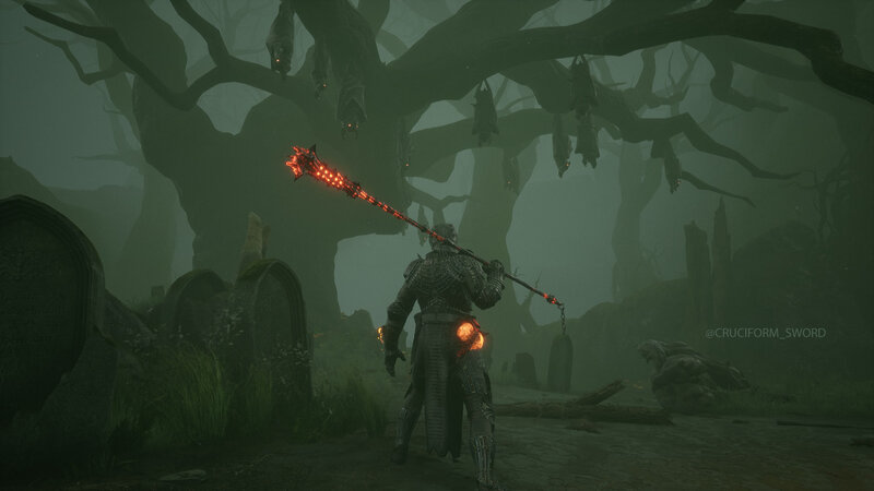 Armored Warrior with Staff — Green, Dark, Eerie