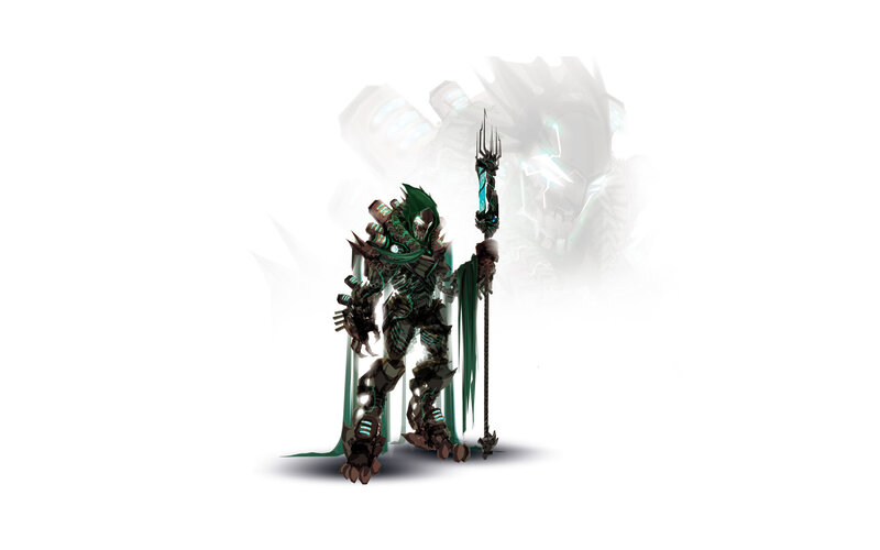 armored warrior with staff