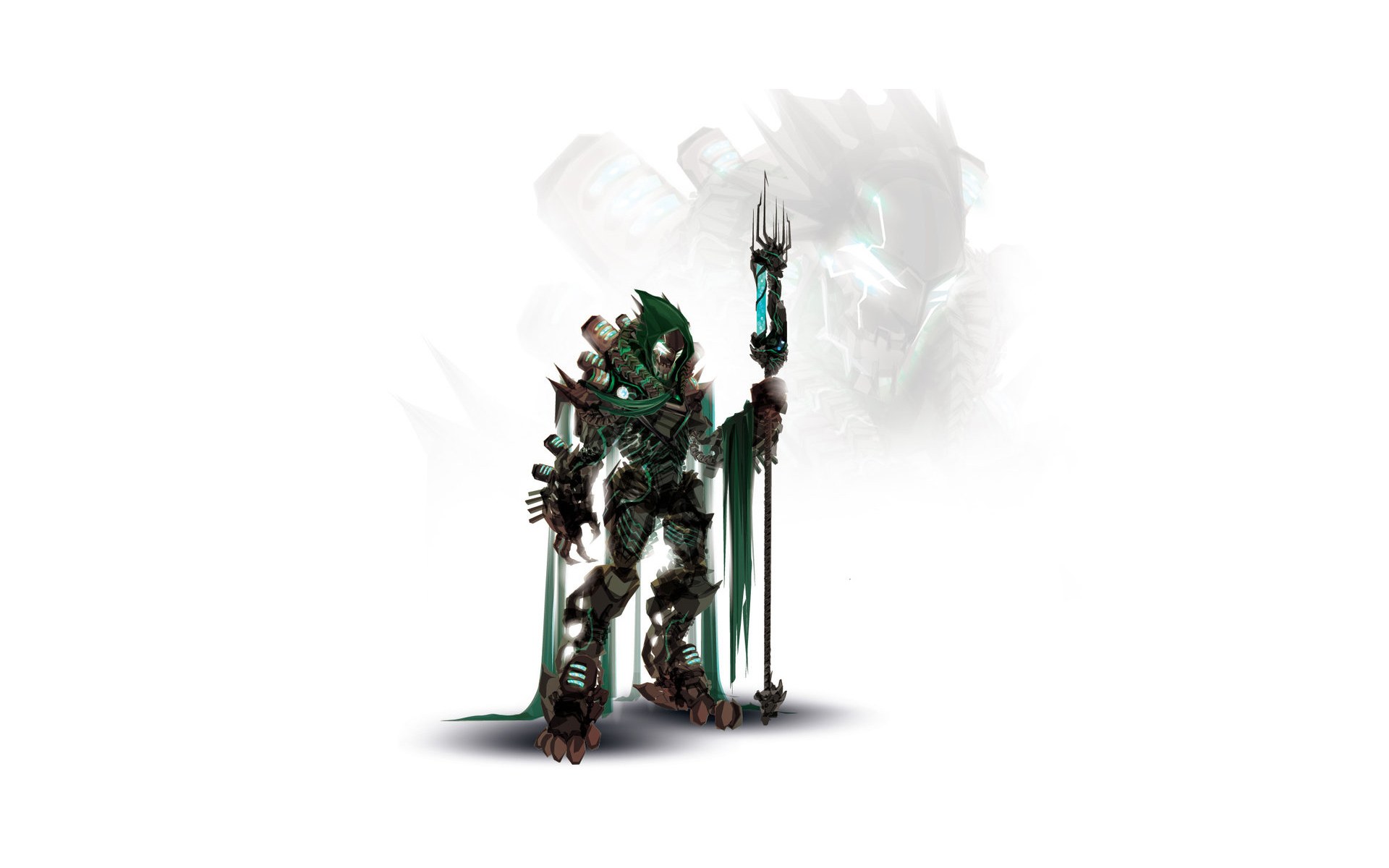 armored warrior with staff