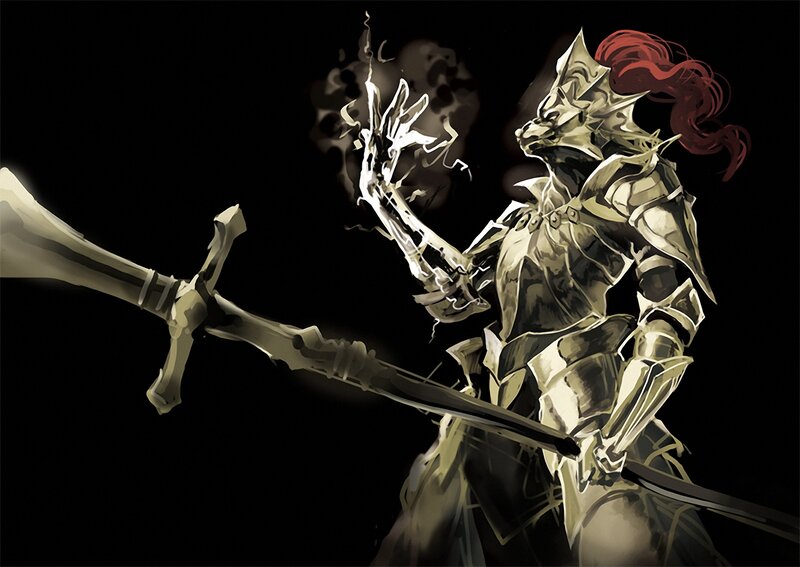armored warrior with sword