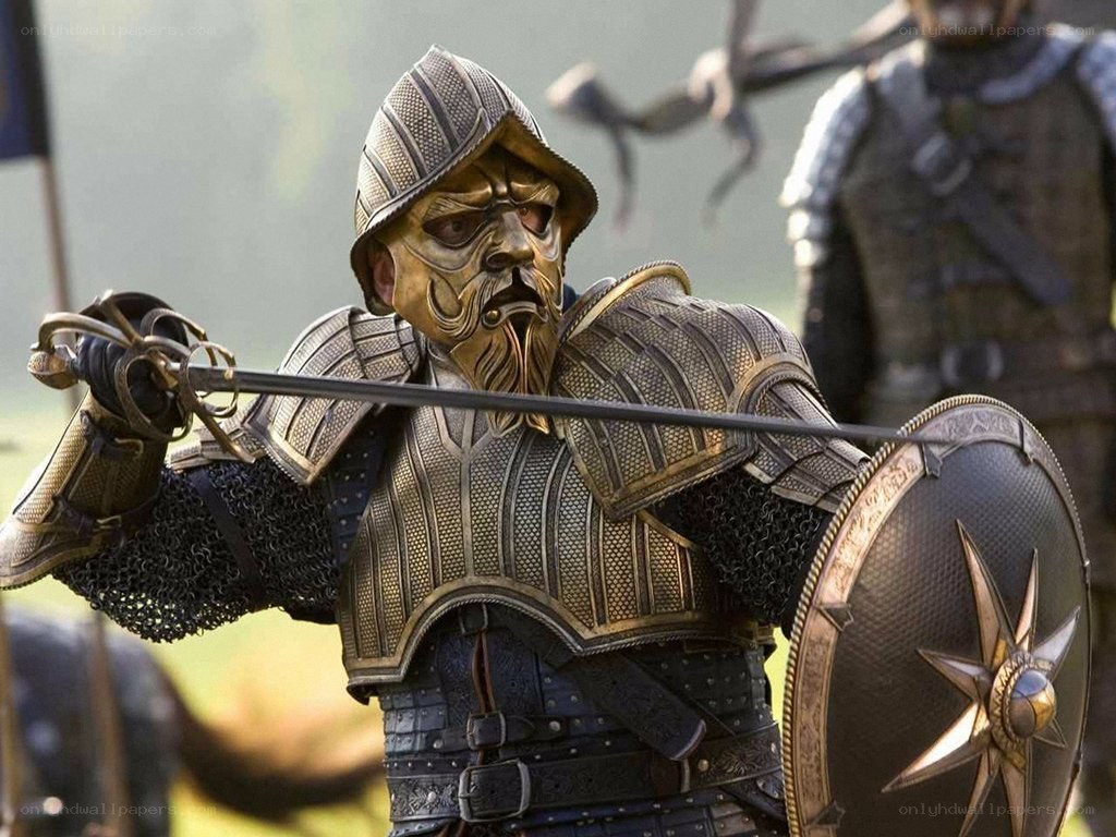 armored warrior with sword and shield