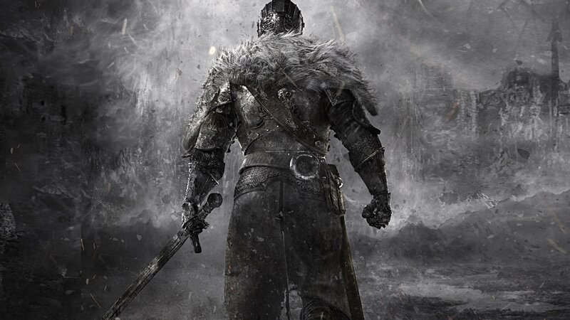 Armored Warrior with Sword — Black, Dramatic, Bleak, Winter