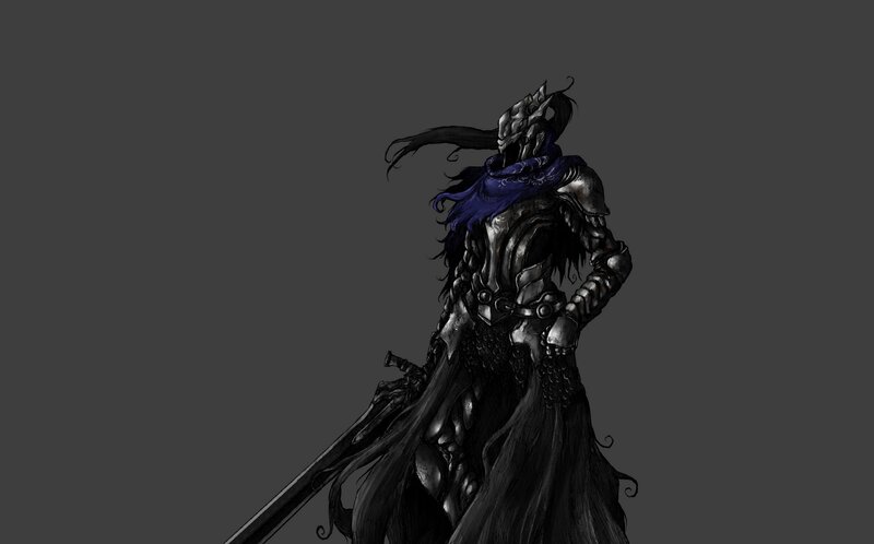 Armored Warrior with Sword — Black, Dramatic, Digital Art, Armor, Cape