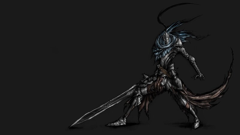 Armored Warrior with Sword — Black, Dramatic, Digital Art, Armor, Cloak