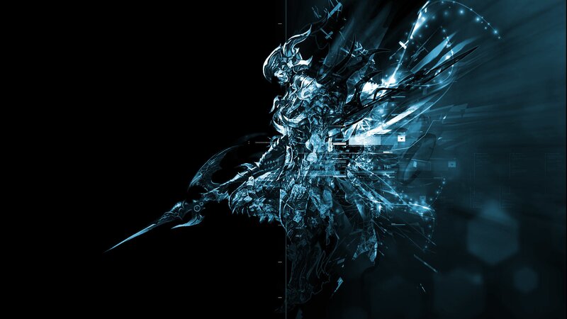 Armored Warrior with Sword — Black, Dramatic, Digital Art, Armor, Digital Effects