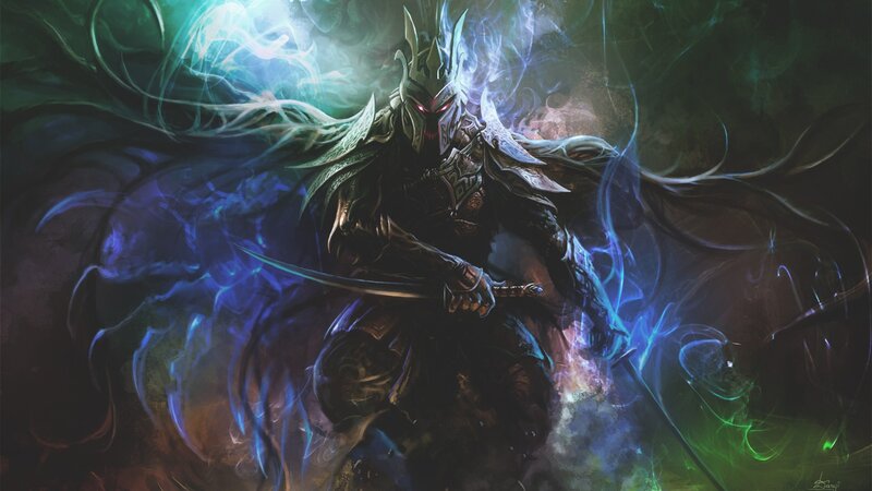 Armored Warrior with Sword — Black, Dramatic, Digital Art, Armor, Smoke