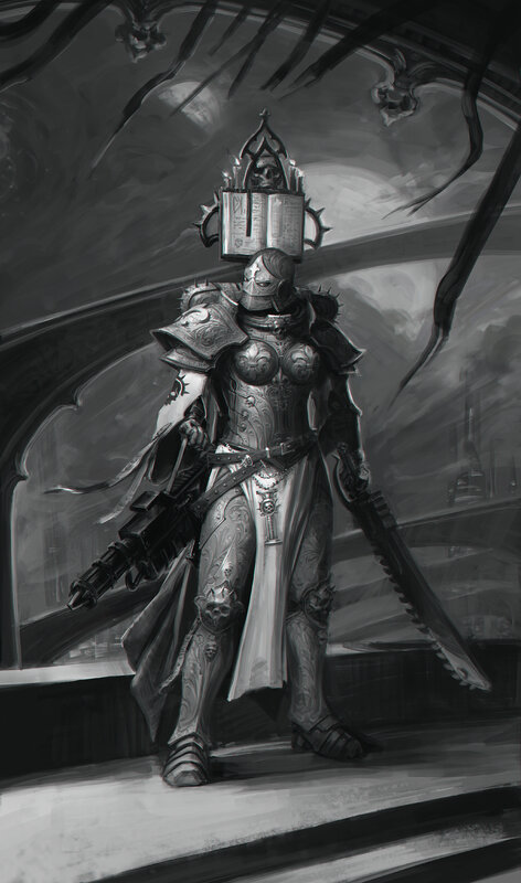 Armored Warrior with Sword — Black, Dramatic, Digital Art, Gun