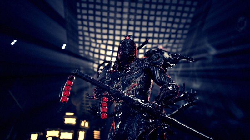 Armored Warrior with Sword — Black, Dramatic, Night, 3d Render