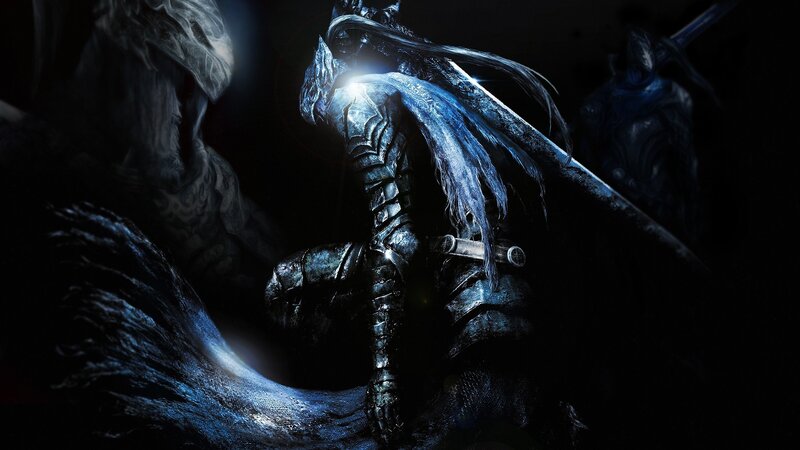 Armored Warrior with Sword — Black, Dramatic, Night, Digital Art, Armor, Darkness