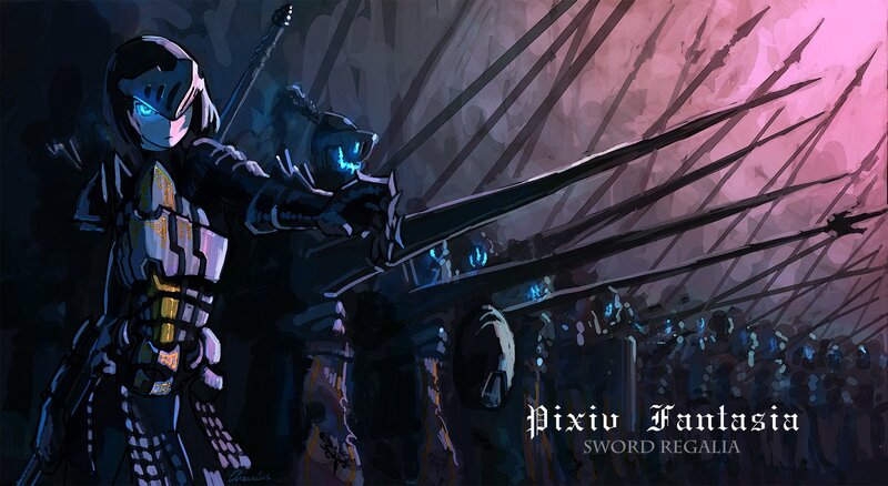 Armored Warrior with Sword — Black, Dramatic, Night, Digital Art, Armor, Spikes