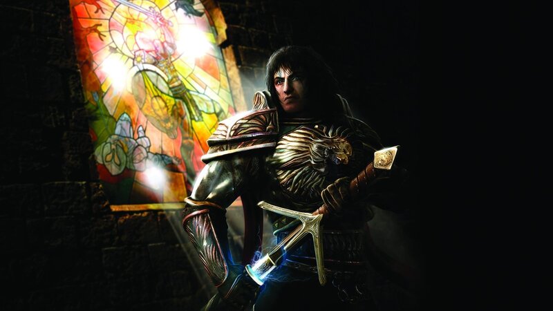 Armored Warrior with Sword — Black, Dramatic, Night, Digital Art, Stained Glass Window