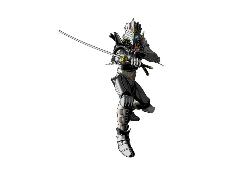 Armored Warrior with Sword — Black, Dramatic