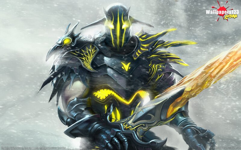 Armored Warrior with Sword — Black, Dramatic, Winter, Digital Art, Armor